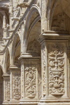 Portugal, Lisbon, Belem, Dos Jeronimos Monastery carving detail.