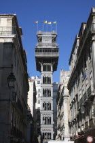 Portugal, Lisbon, Baixa district, Elevador de Santa Justa.