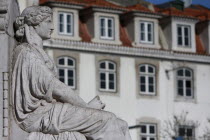 Portugal, Lisbon, Carving at the base of the statue of Dom Pedro IV in Praca Rossio Square.