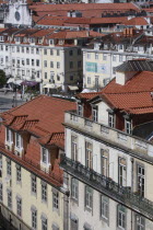 Portugal, Lisbon, View across the Baixa district to Rossio Square.