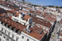 View across the Baixa district with Sao Jorge Castle in the background to the right