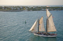 USA, Florida, Key West, Tourists aboard the schooner Appledore II.