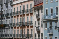 Portugal, Estremadura, Lisbon, Colourful town houses in the Barrio Alto district.