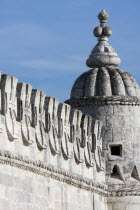 Portugal, Estremadura, Lisbon, Tower of Belem detail.