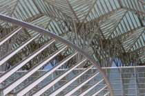 Portugal, Estremadura, Lisbon, Detail of the roof of the Oriente railway station, designed by Santiago Calatrava.