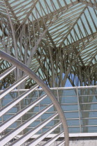 Portugal, Estremadura, Lisbon, Detail of the roof of the Oriente railway station, designed by Santiago Calatrava.