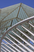 Portugal, Estremadura, Lisbon, Detail of the roof of the Oriente railway station, designed by Santiago Calatrava.