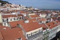 Portugal, Estremadura, Lisbon, View over the Baixa district.