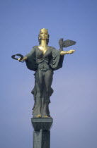 Bulgaria, Sofia, a bronze and gold statue which is the symbol of the city.   