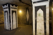 France, Ile de France, Paris, Denfert Rochereau, One of the rooms of the Parisian underground catacombs.