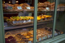 France, Ile de France, Paris, Louvre Rivoli, Typical French patisserie shop window display.