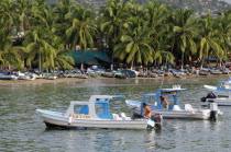 Mexico, Guerrero, Zihuatanejo, Playa Principal, fishing boats.