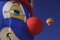 USA, New Mexico, Albuquerque, Annual balloon fiesta, Colourful hot air balloons.