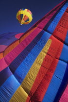 USA, New Mexico, Albuquerque, Annual balloon fiesta, Colourful hot air balloons.