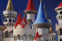 USA, Nevada, Las Vegas, The Strip, exterior of the Excalibur hotel and casino.