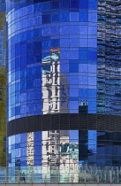 USA, Nevada, Las Vegas, The Strip, buildings reflected on the exterior of the Aria resort hotel.