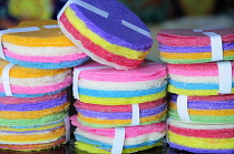 Mexico, Puebla, Coloured rice paper snacks.