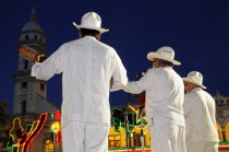 Mexico, Veracruz, Band playing in the Zocalo at night.