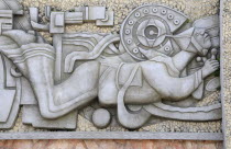 Mexico, Veracruz, Papantla, Detail of mural depicting Voladores de Papantla in the Zocalo.