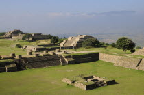 Mexico, Oaxaca, Monte Alban, Site view onto ball court or Juegos de Pelota.