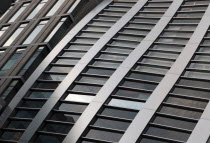 Japan, Tokyo, Ginza, detail of the facade of the new DeBeers Building with distictive curved form.