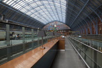 England, London, St Pancras railway station on Euston Road, champagne bar and concourse.