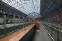 England, London, St Pancras railway station on Euston Road, champagne bar and concourse.
