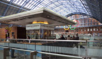 England, London, St Pancras railway station on Euston Road, Searcys Grand Champagne bar and concourse.
