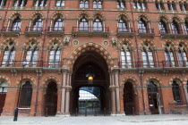 England, London, St Pancras railway station entrance on Euston Road.