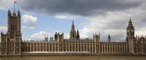 England, London, View across the river Thames from the Albert Embankment toward the Houses of Parliament.