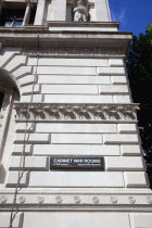 England, London, Westminster, Whitehall, sign for the Imperial War Museum and the Cabinet War rooms.