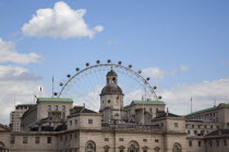 England, London, Westminster, Whitehall, Horse Guards Parade, with the London Eye behind.