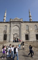 Turkey, Istanbul, Eminonu, Yeni Camii, New Mosque entrance and steps.