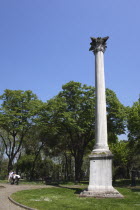 Turkey, Istanbul, Sultanahmet, stone column in Topkapi Palace Gardens.