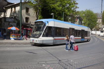 Turkey, Istanbul, Sultanahmet, modern electric tram.