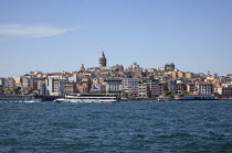 Turkey, Istanbul, Eminonu, view across the Golden Horn toward Galata district.