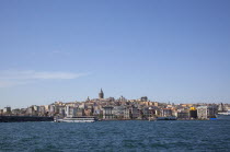 Turkey, Istanbul, Eminonu, view across the Golden Horn toward Galata district.