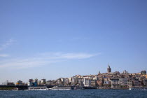 Turkey, Istanbul, Eminonu, view across the Golden Horn toward Galata district.