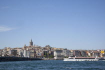 Turkey, Istanbul, Eminonu, view across the Golden Horn toward Galata district.