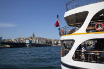 Turkey, Istanbul, Eminonu, view across the Golden Horn toward Galata district.