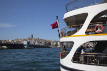 Turkey, Istanbul, Eminonu, view across the Golden Horn toward Galata district.