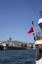 Turkey, Istanbul, Eminonu, view across the Golden Horn toward Galata district.