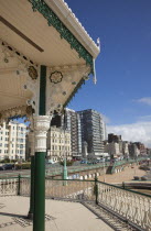 England, East Sussex, Brighton, Kings Road Arches, restored seafront Victorian bandstand.