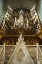 England, West Sussex, Shoreham-by-Sea, Lancing College Chapel interior,main organ.