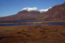 Scotland, West Highlands, Torridon, Beinn Alligan Range with Tom-Na-Gruagaich at 922 metres, seen across Loch Torridon.