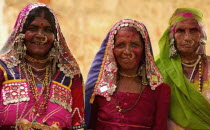 India, Karnataka, Lambani Gypsy women. Tribal forest dwellers, now settled in 30-home rural hamlets. Related to the Rabaris gypsies of Kutch, Gujarat.