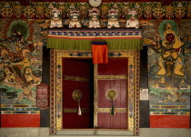 India, Sikkiim, Doors of a Monastery painted by Lamas.