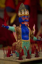 India, Sikkim, Buddhist ritual object in a Losar ceremony in a monastery.