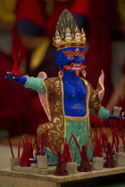 India, Sikkim, Buddhist ritual object in a Losar ceremony in a monastery.