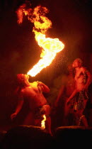 Singapore, Fire Eating performance by tribal people from Sarawak.